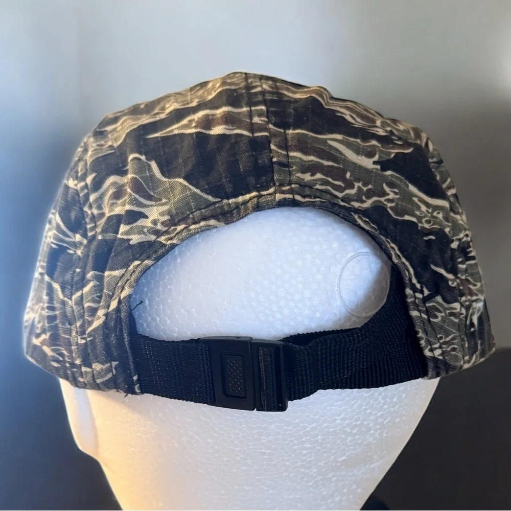 Obey Camo Ripstop 5-Panel Hat Red Logo Patch Adjustable Unisex Streetwear Cap